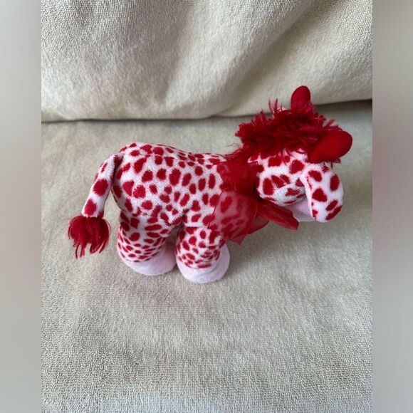 Stuffed Giraffe Small Pink and Red with Red Bow Cute Stuffie Great Gift Toy - Picture 6 of 10